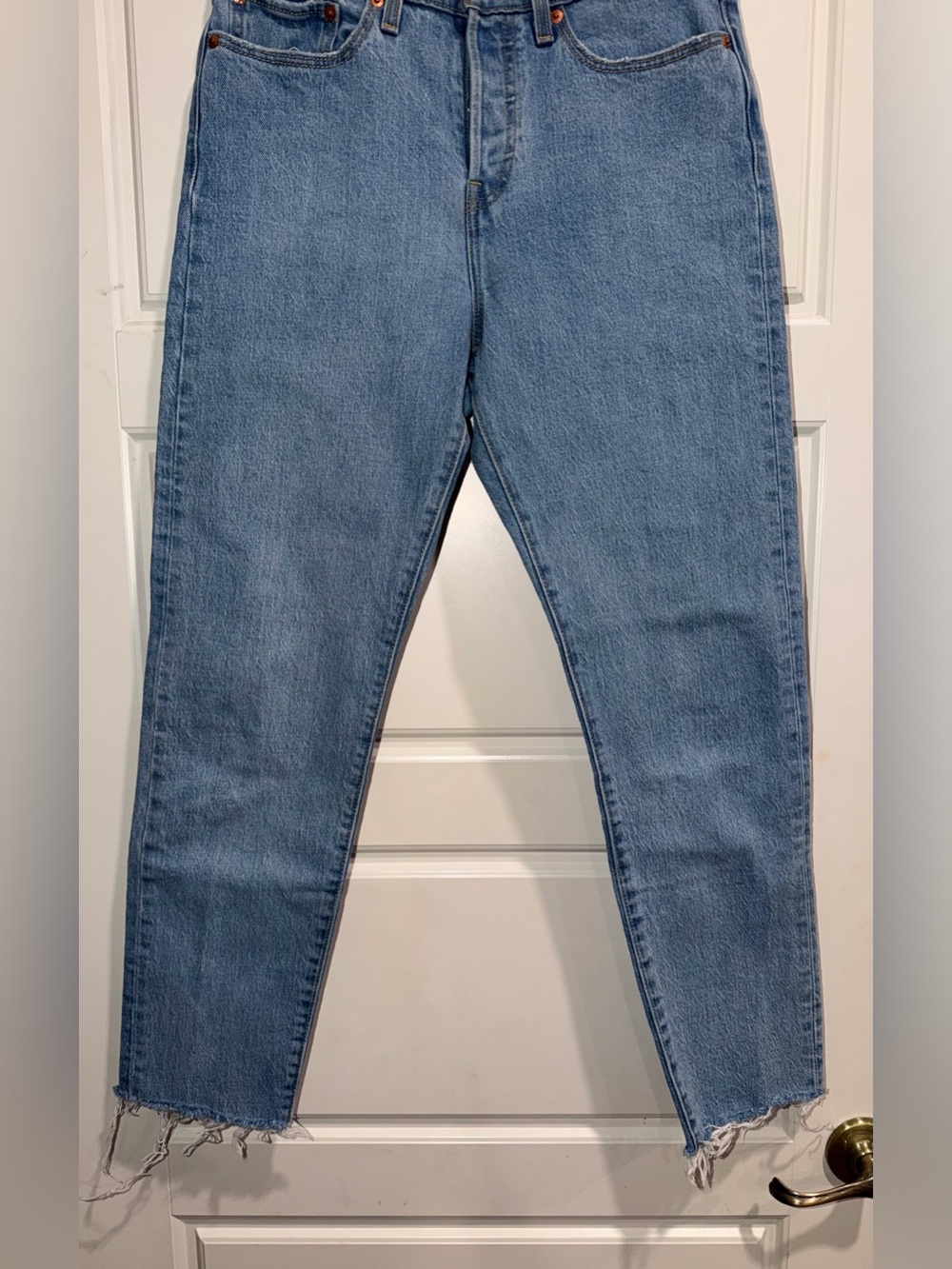 Wedgie Icon Fit High Rise Straight Jeans with Raw Hem